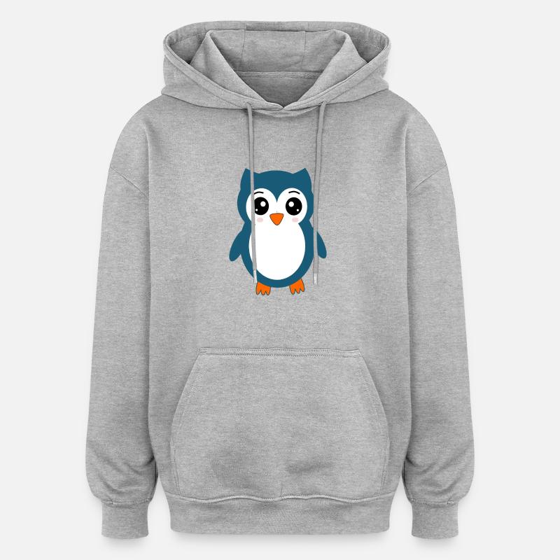 Eule blaue Eule - Oversized Unisex Hoodie - Grau meliert