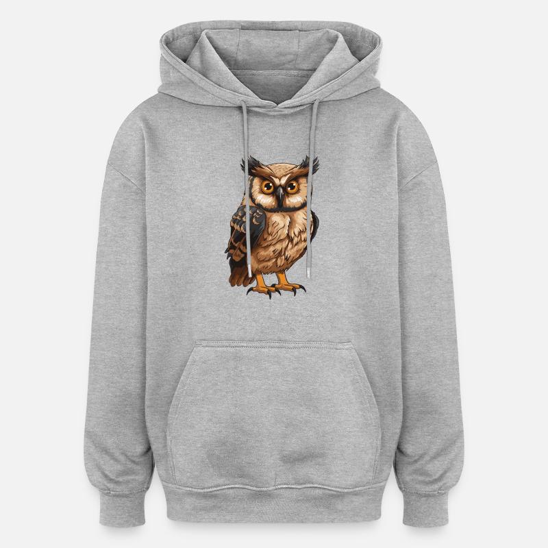 Eule Tier - Oversized Unisex Hoodie - Grau meliert