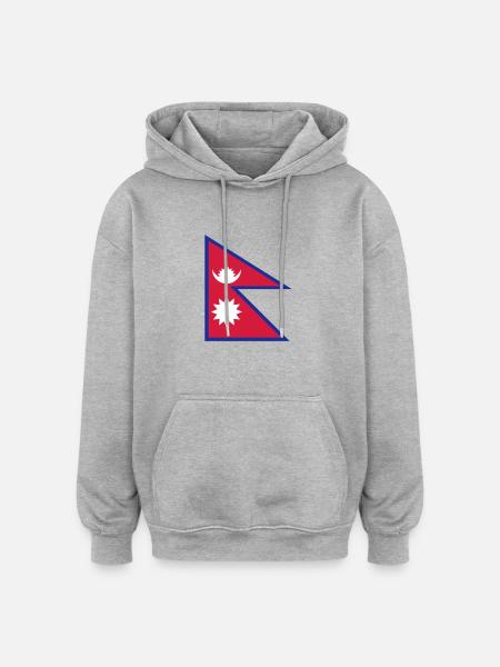 National Flag Of Nepal - Oversized Unisex Hoodie - heather grey