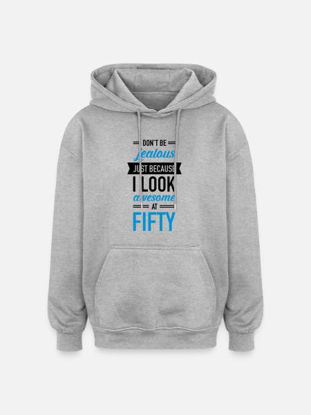 Awesome At Fifty - Oversized Unisex Hoodie - Grau meliert