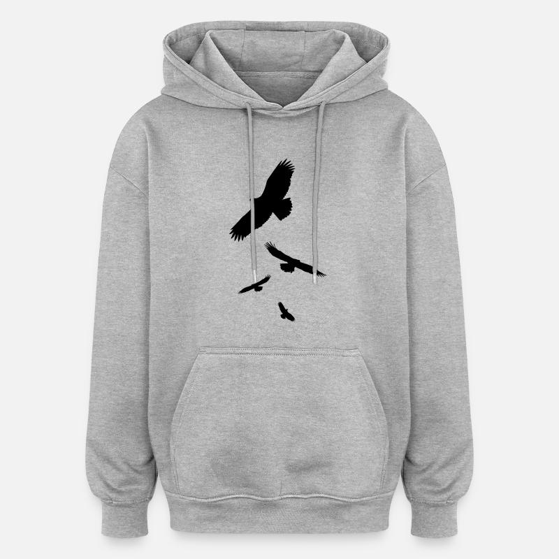 Corbeaux - Sweat à capuche oversize unisexe - gris chiné