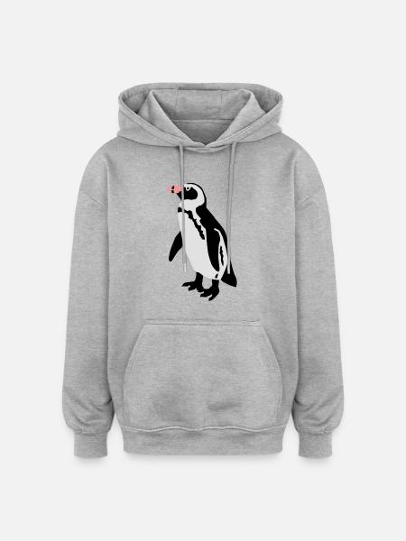 Pinguin - Oversized Unisex Hoodie - heather grey