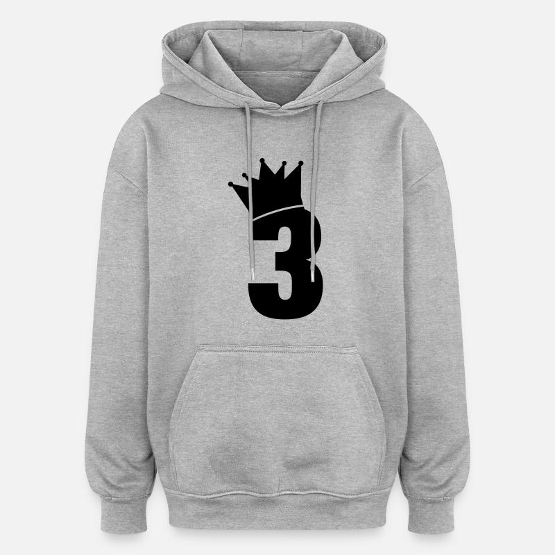 3_krone_f1 - Sweat à capuche oversize unisexe - gris chiné