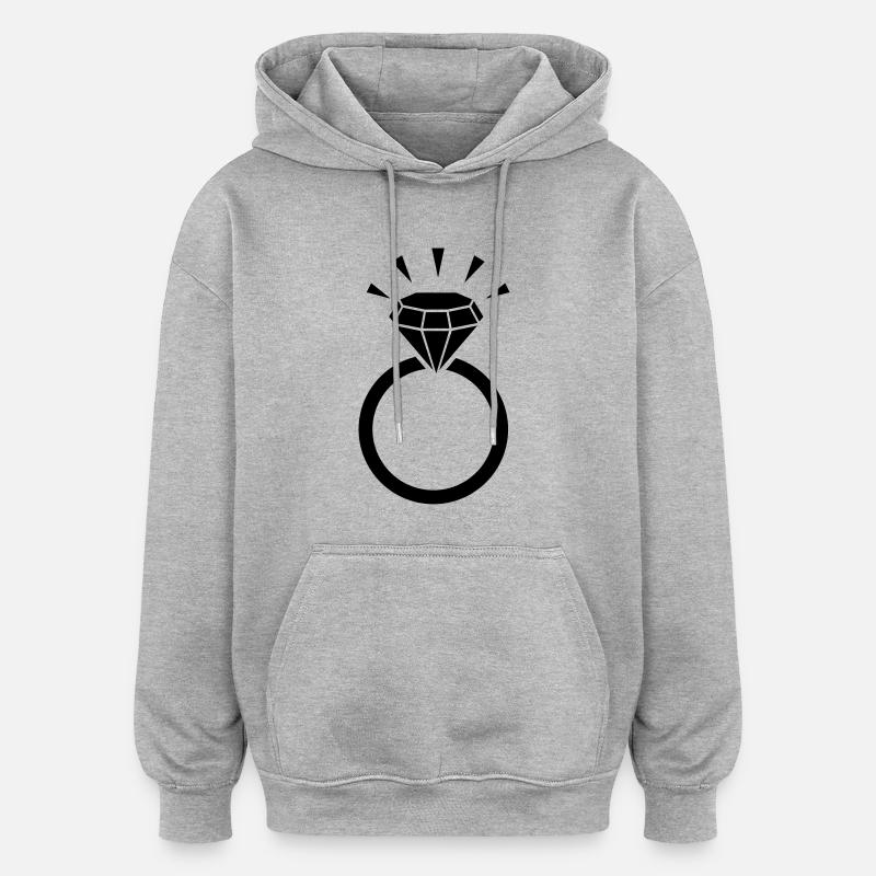 Bague - Sweat à capuche oversize unisexe - gris chiné