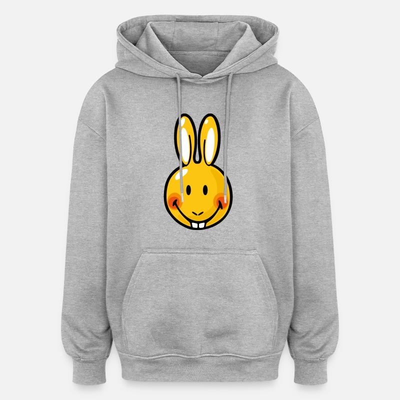 Smiley Rabbit - Sweat à capuche oversize unisexe - gris chiné