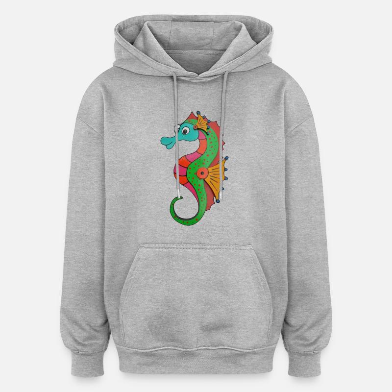 Seepferdchen - Oversized Unisex Hoodie - Grau meliert