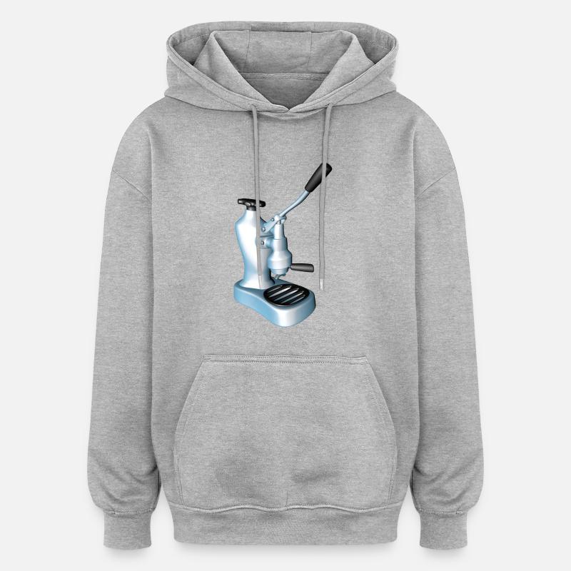 Café expresso cappuccino - Sweat à capuche oversize unisexe - gris chiné