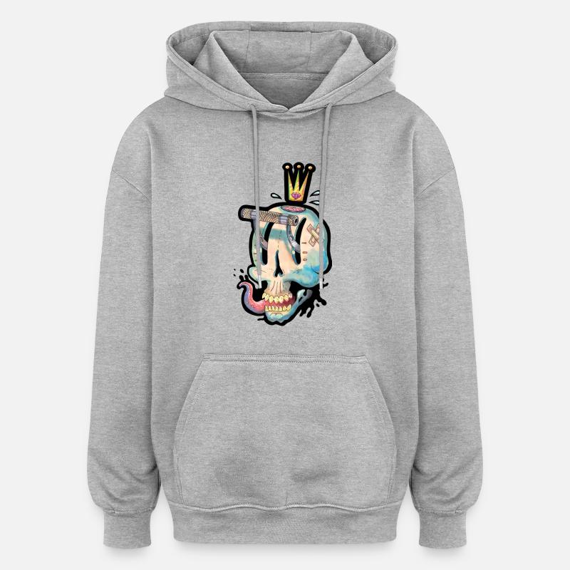 Crâne pour le jeu - Sweat à capuche oversize unisexe - gris chiné