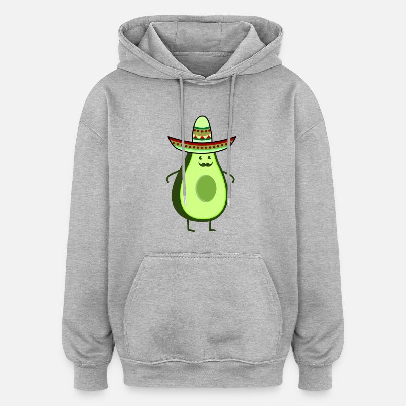 Drôle avocat mexicain - Sweat à capuche oversize unisexe - gris chiné