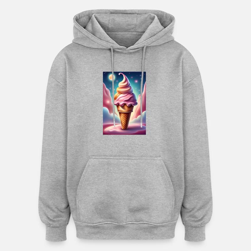 Cône de fraise - Sweat à capuche oversize unisexe - gris chiné