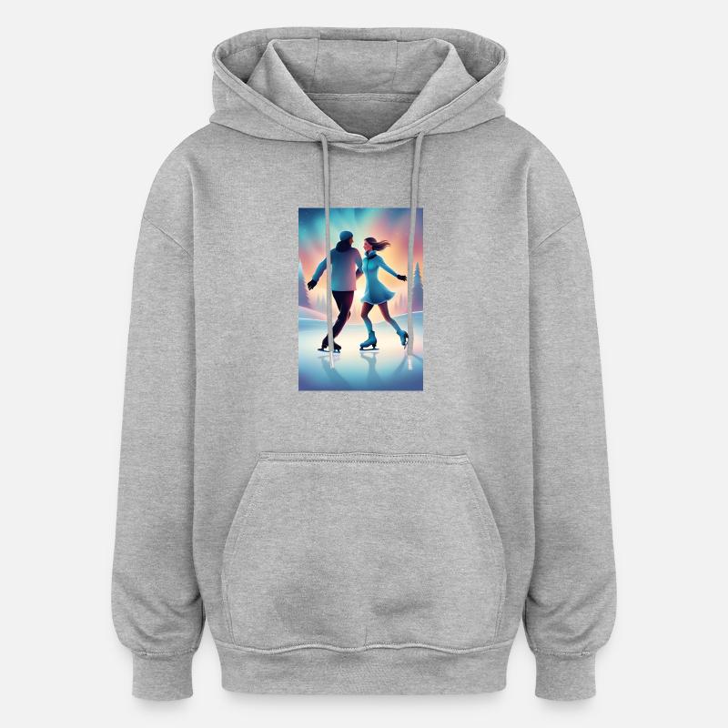 Couple de patins à glace - Sweat à capuche oversize unisexe - gris chiné