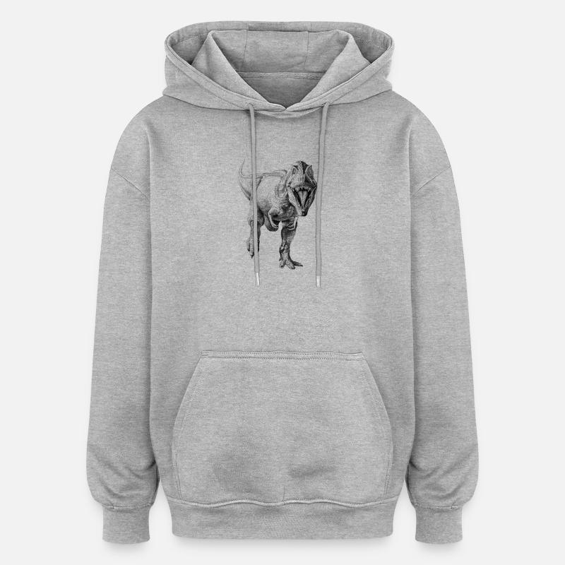 Dinosaur - Sweat à capuche oversize unisexe - gris chiné