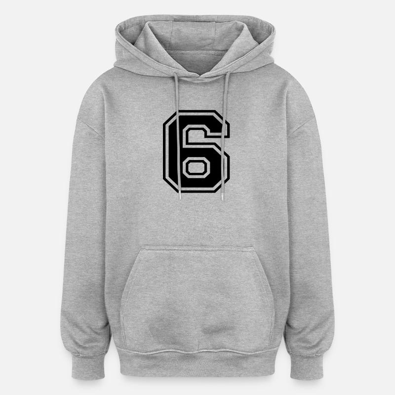 6 - Oversized Unisex Hoodie - Grau meliert