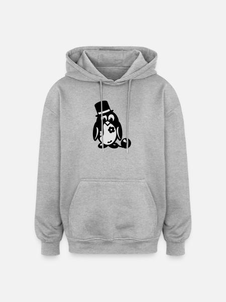 bachelor penguin - Oversized Unisex Hoodie - heather grey