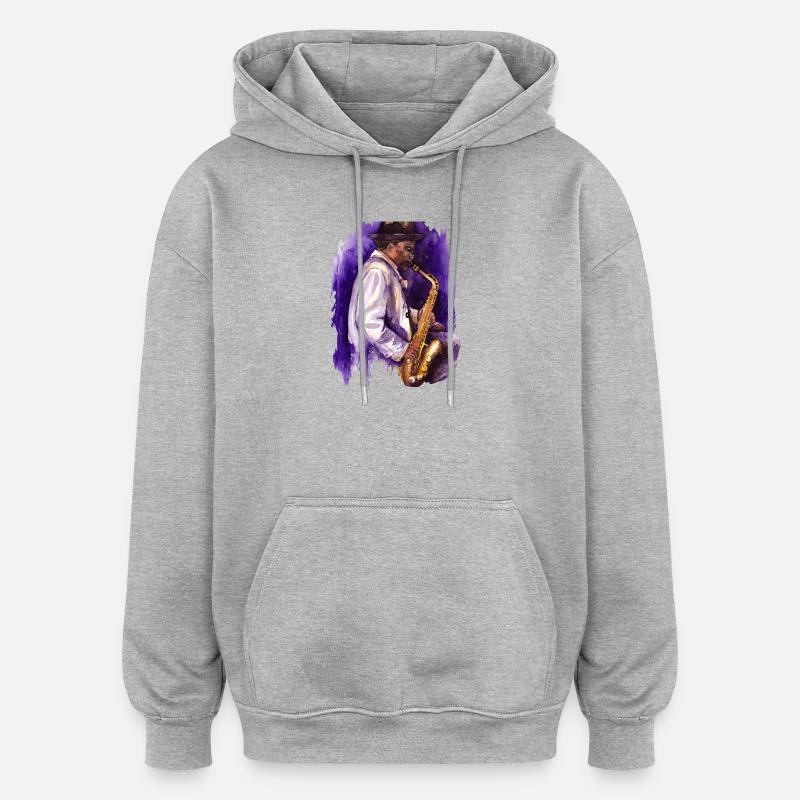 saxo - Sweat à capuche oversize unisexe - gris chiné