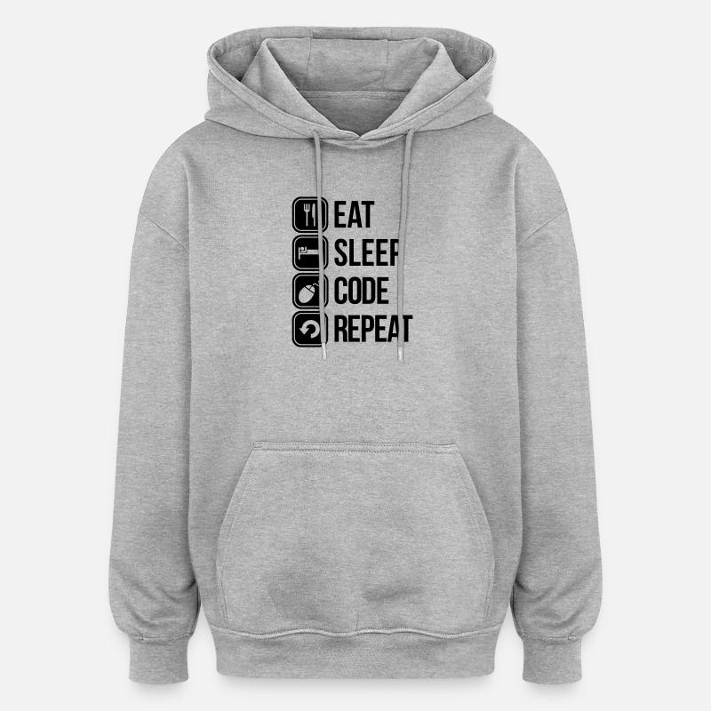eat sleep code - Oversized Unisex Hoodie - heather grey