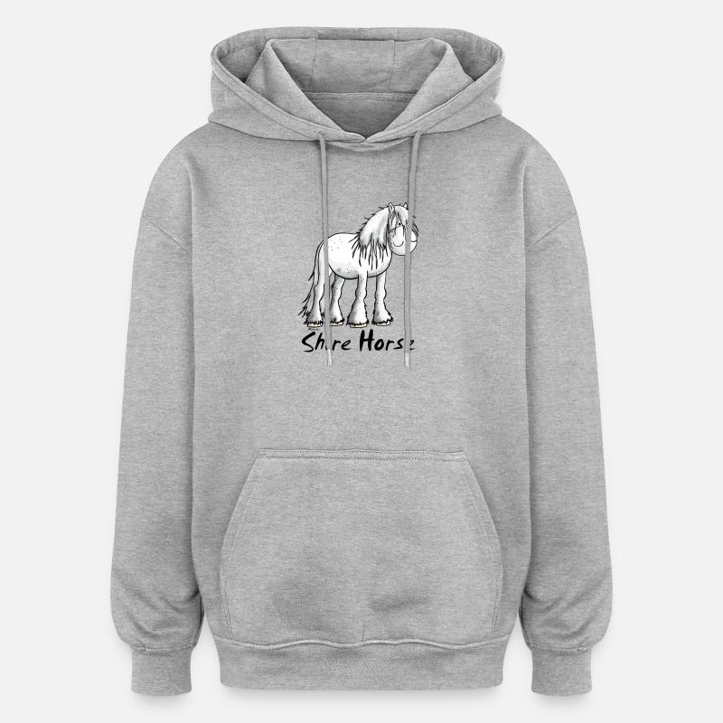 Blanc Cheval de Shire - Sweat à capuche oversize unisexe - gris chiné