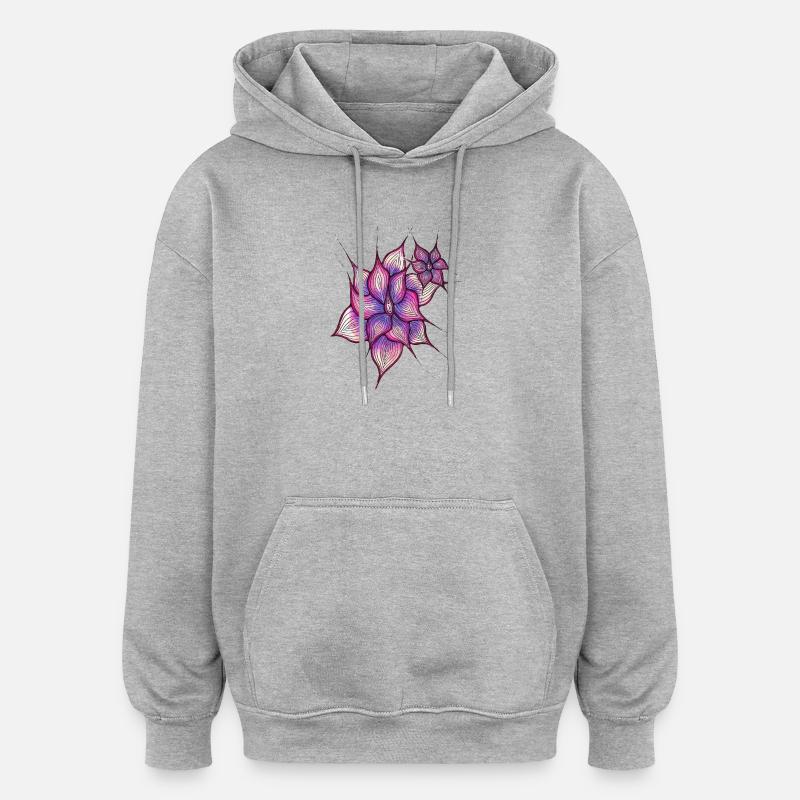 Fleur vulve - Sweat à capuche oversize unisexe - gris chiné