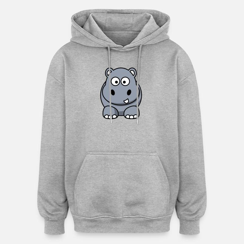 Hippo - Sweat à capuche oversize unisexe - gris chiné
