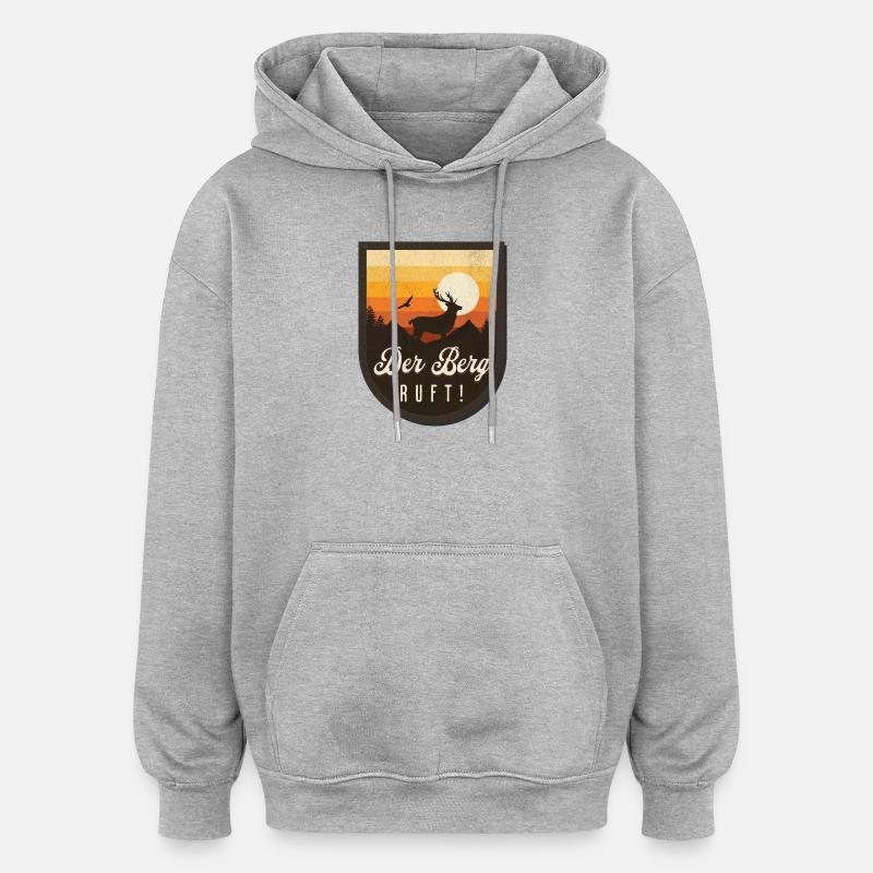 Der Berg ruft Bergwanderer Berge wandern - Oversized Unisex Hoodie - Grau meliert