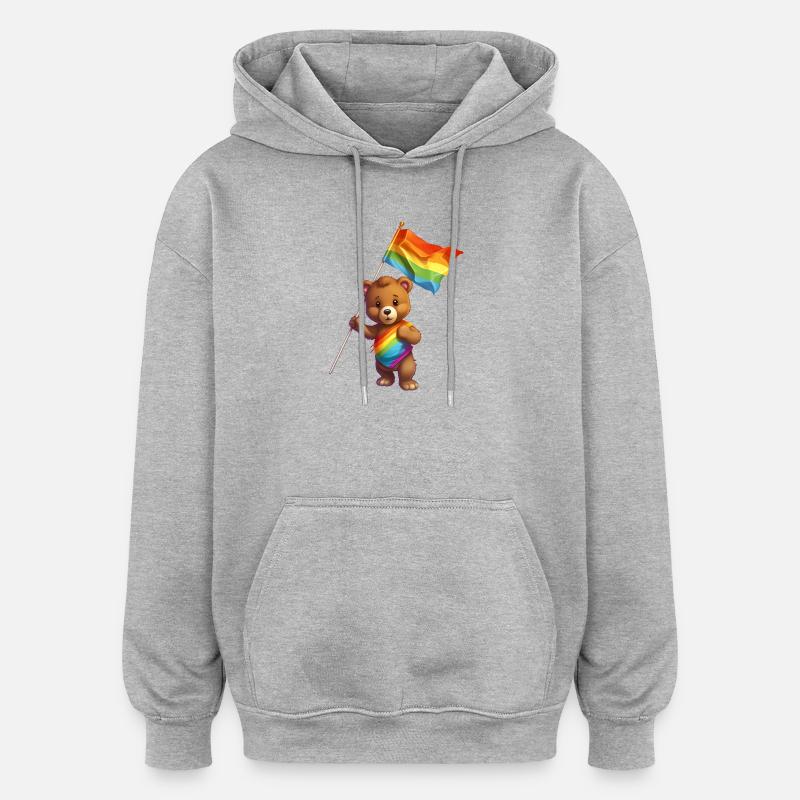 Liebe ist eine Bärennotwendigkeit - Oversized Unisex Hoodie - Grau meliert