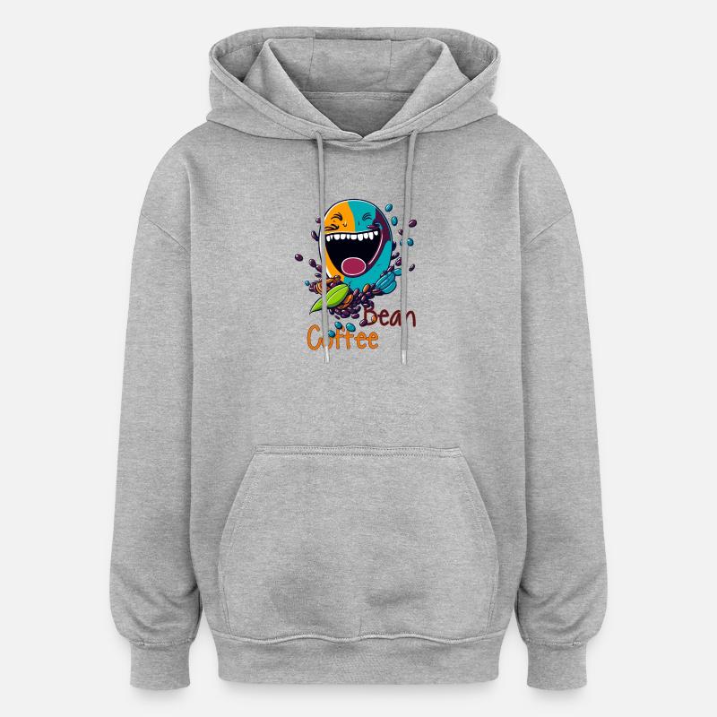Lachende Kaffeebohne - Oversized Unisex Hoodie - Grau meliert