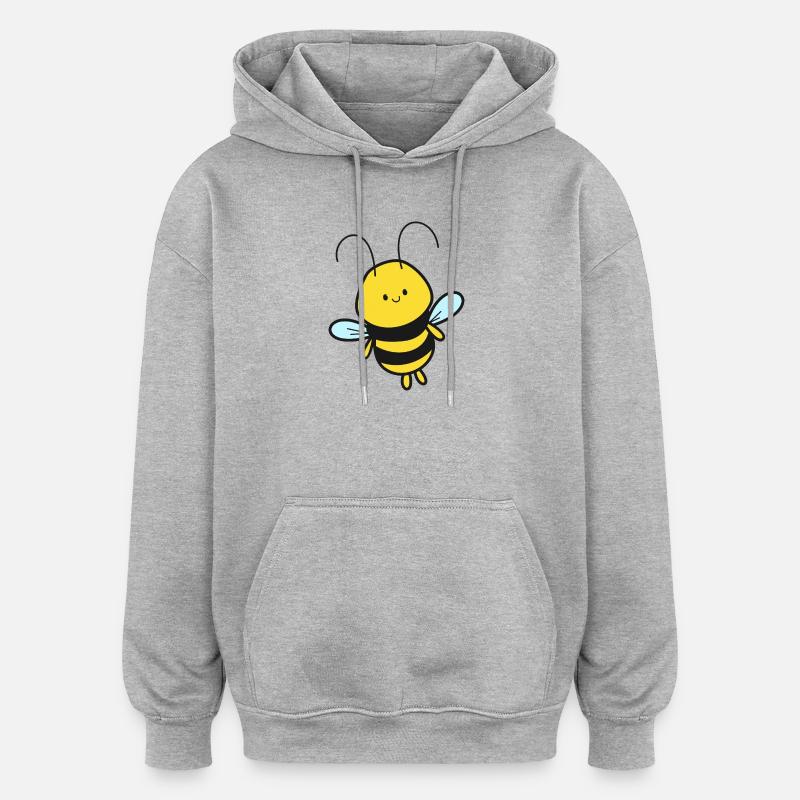 Abeille - Sweat à capuche oversize unisexe - gris chiné