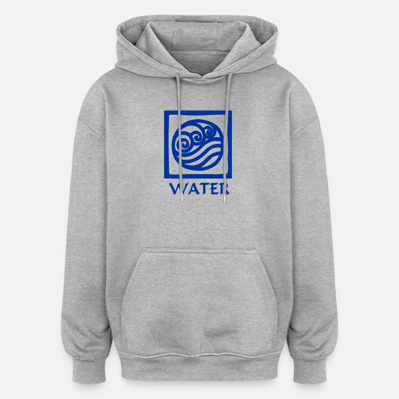 Symbole de l’eau avec texte eau - Sweat à capuche oversize unisexe - gris chiné