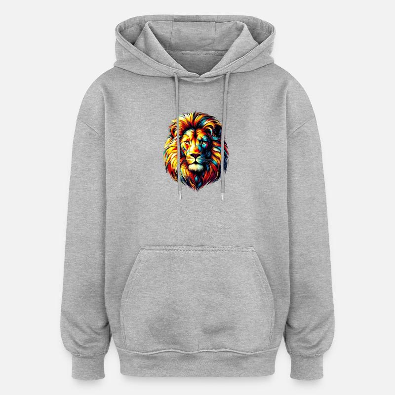 Löwe - Oversized Unisex Hoodie - Grau meliert