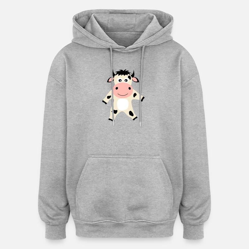 Vache - Sweat à capuche oversize unisexe - gris chiné