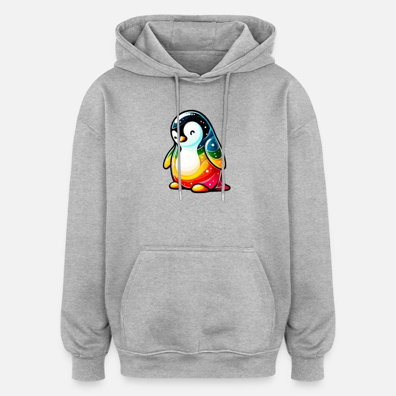 Pingouin - Sweat à capuche oversize unisexe - gris chiné