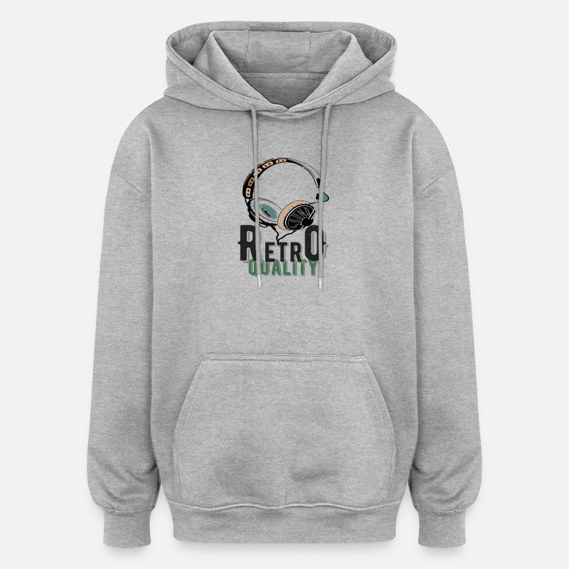Casque Musique Rétro - Sweat à capuche oversize unisexe - gris chiné