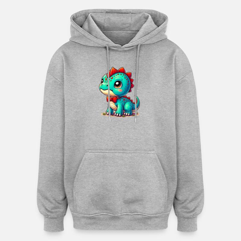 Dinosaurier - Oversized Unisex Hoodie - Grau meliert