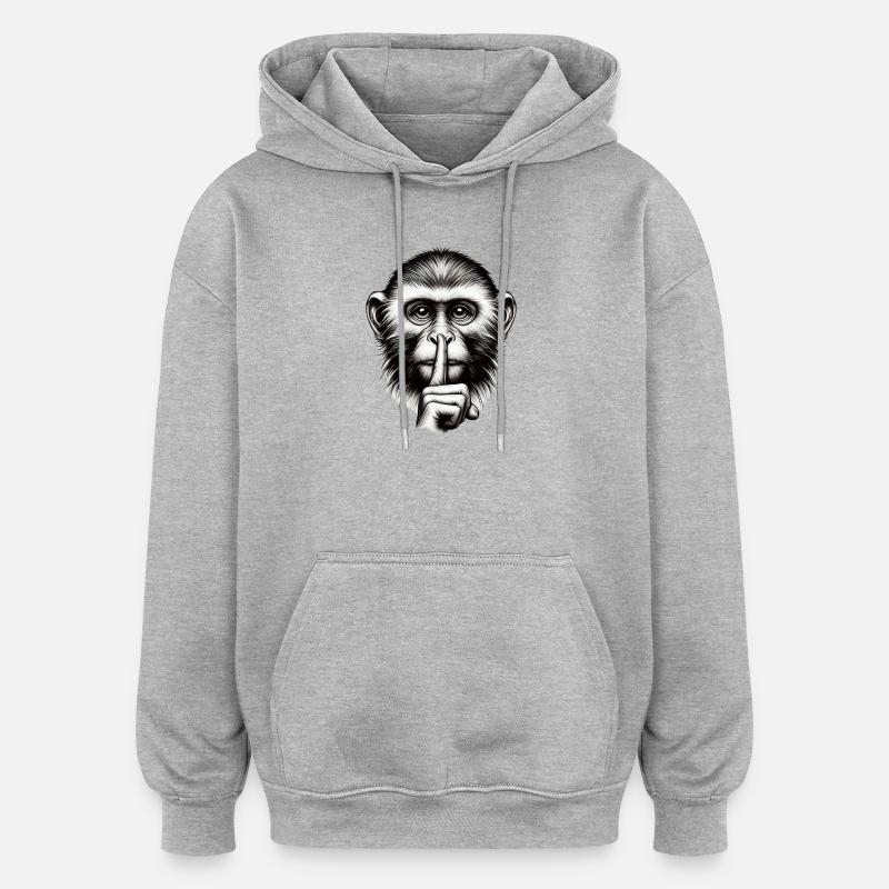 Schweigender Affe - Logo - Oversized Unisex Hoodie - Grau meliert