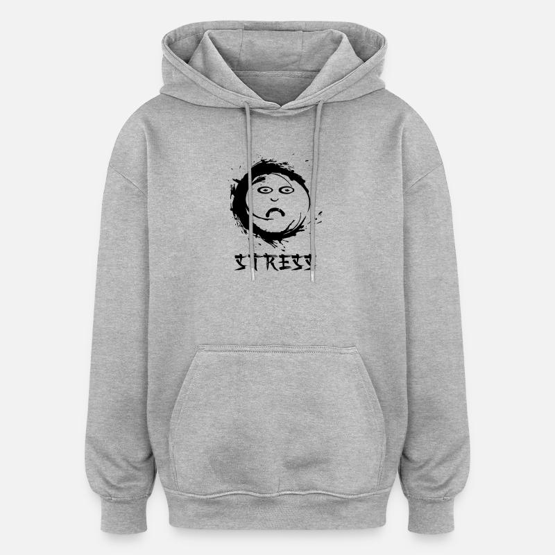 Enzo zen smiley Ensie Stress - Sweat à capuche oversize unisexe - gris chiné