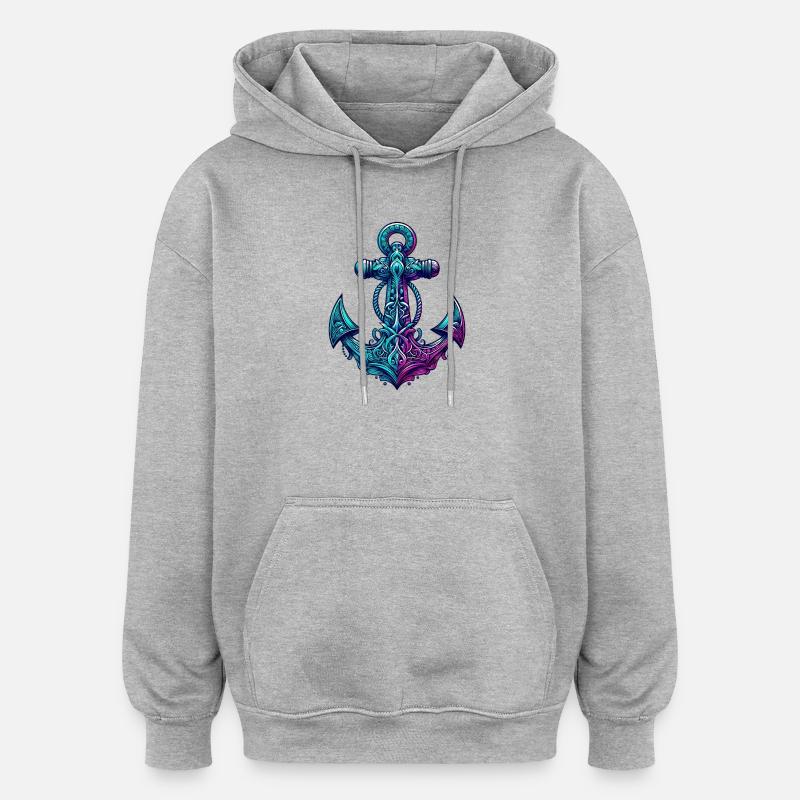 Ein Anker - Oversized Unisex Hoodie - Grau meliert