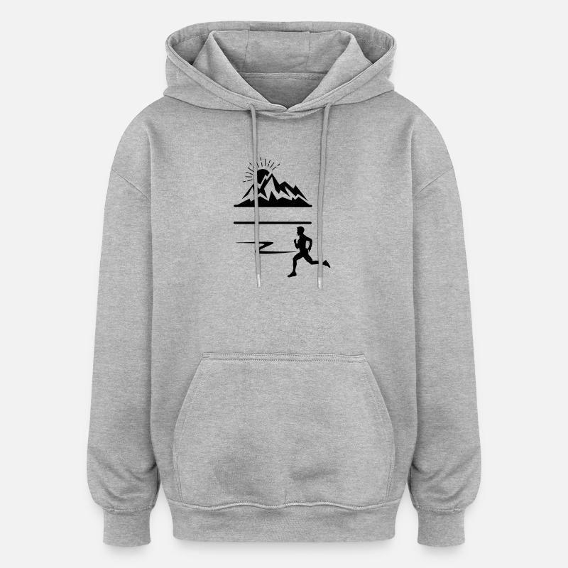 Runner Man Mountains - Oversized Unisex Hoodie - heather grey