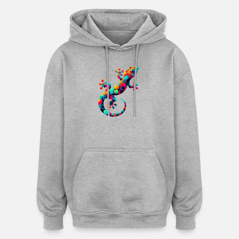 Gecko - Sweat à capuche oversize unisexe - gris chiné