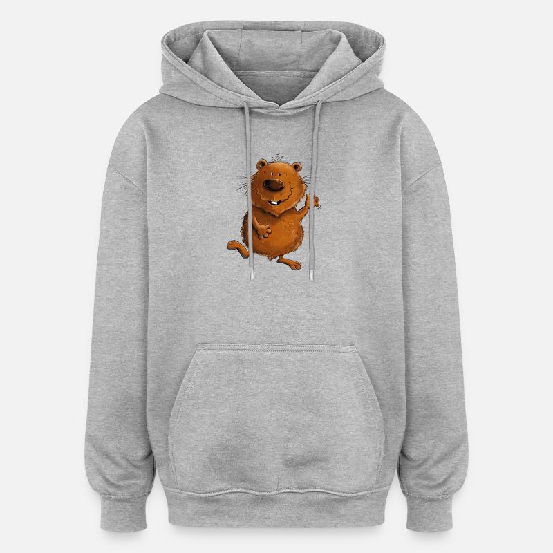 Drôle de Wombat Australie Faune - Sweat à capuche oversize unisexe - gris chiné