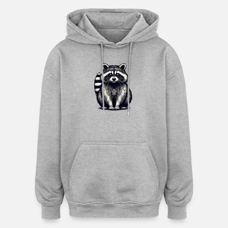Raton laveur - Sweat à capuche oversize unisexe - gris chiné