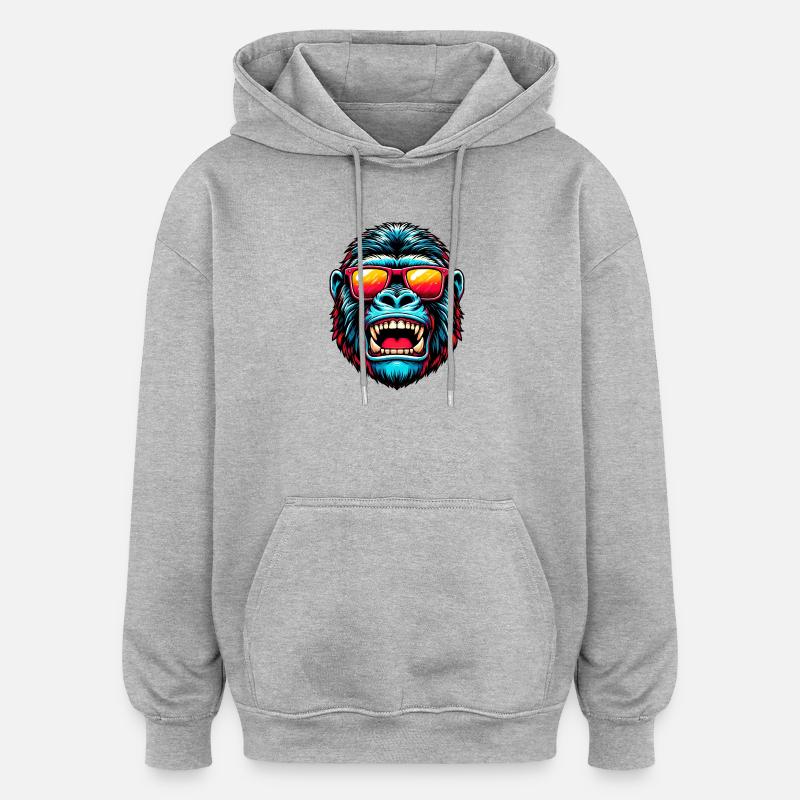 Gorillas mit Sonnenbrille - Oversized Unisex Hoodie - Grau meliert