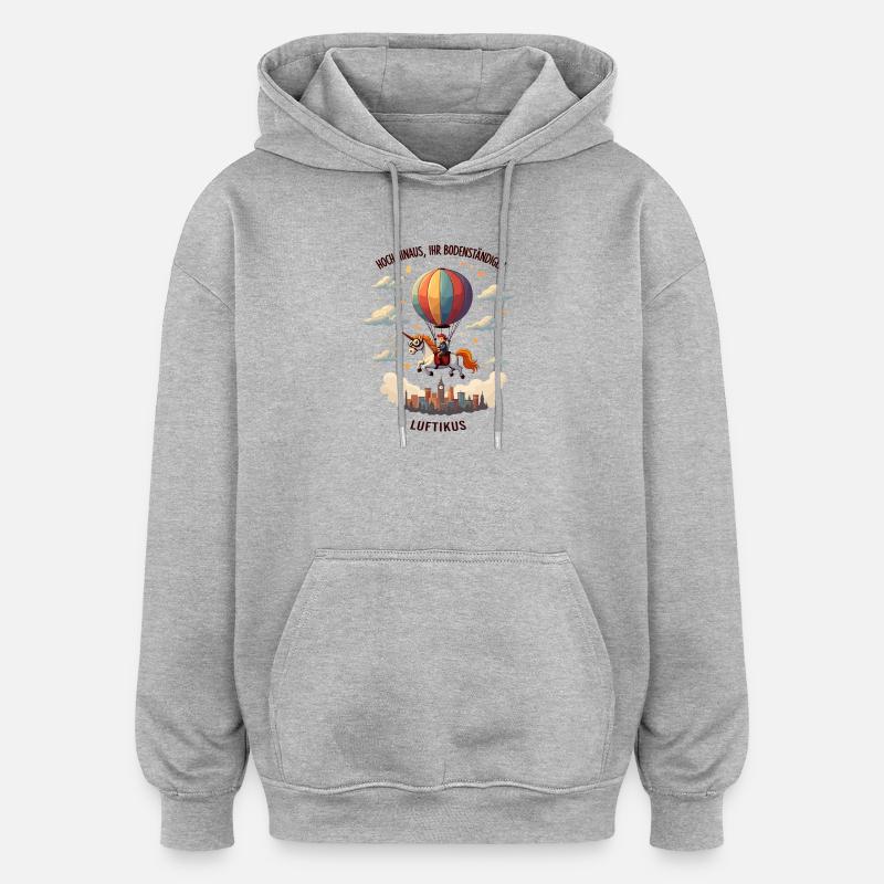 Licorne Luftikus - Sweat à capuche oversize unisexe - gris chiné