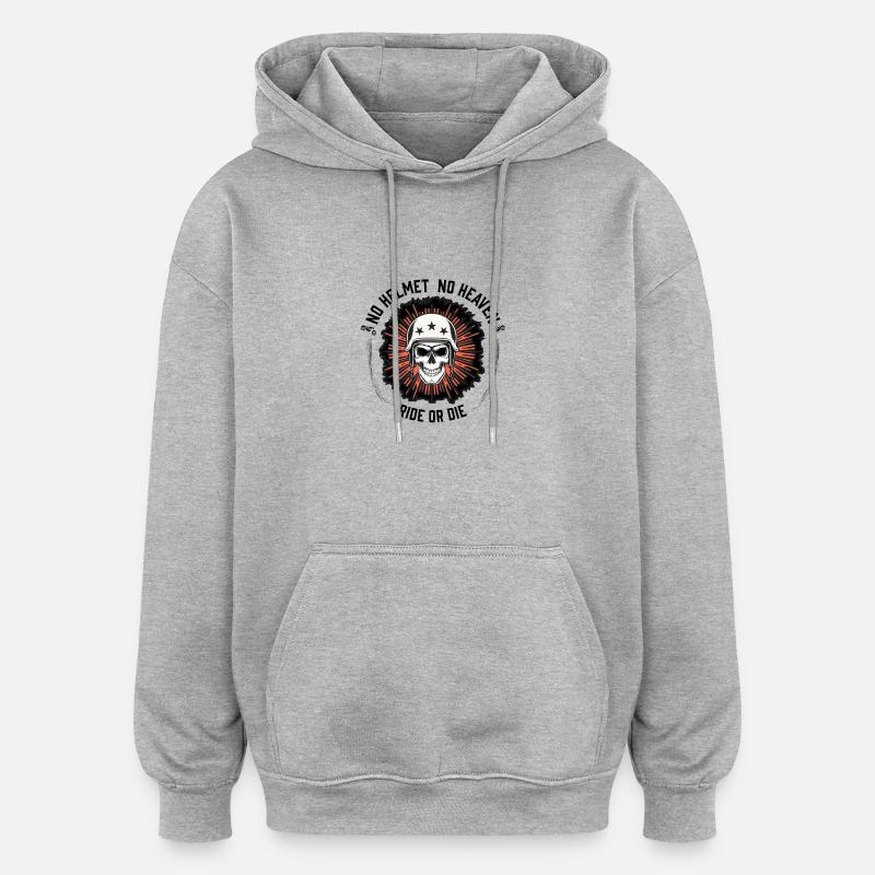 Crâne avec casque - Sweat à capuche oversize unisexe - gris chiné