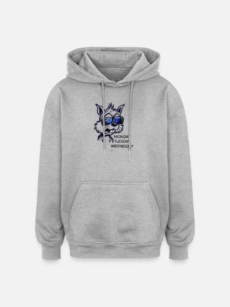 Hund med briller føles ikke som ugen - Oversize unisex hoodie - grå meleret