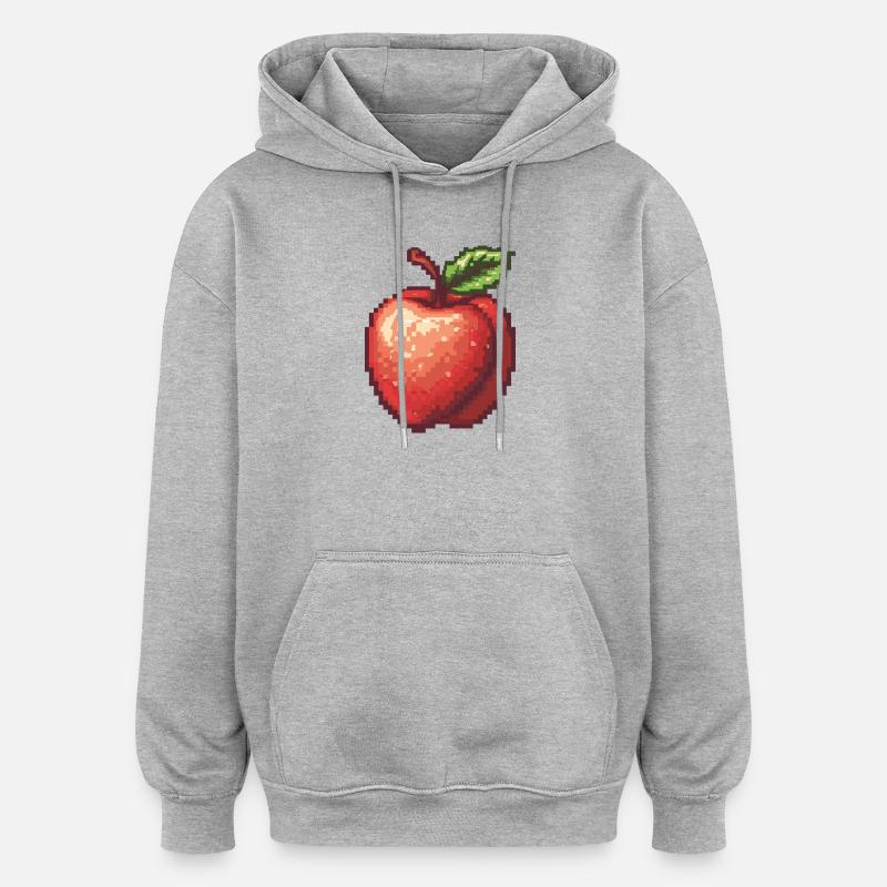 Pixel rétro Apple - Sweat à capuche oversize unisexe - gris chiné