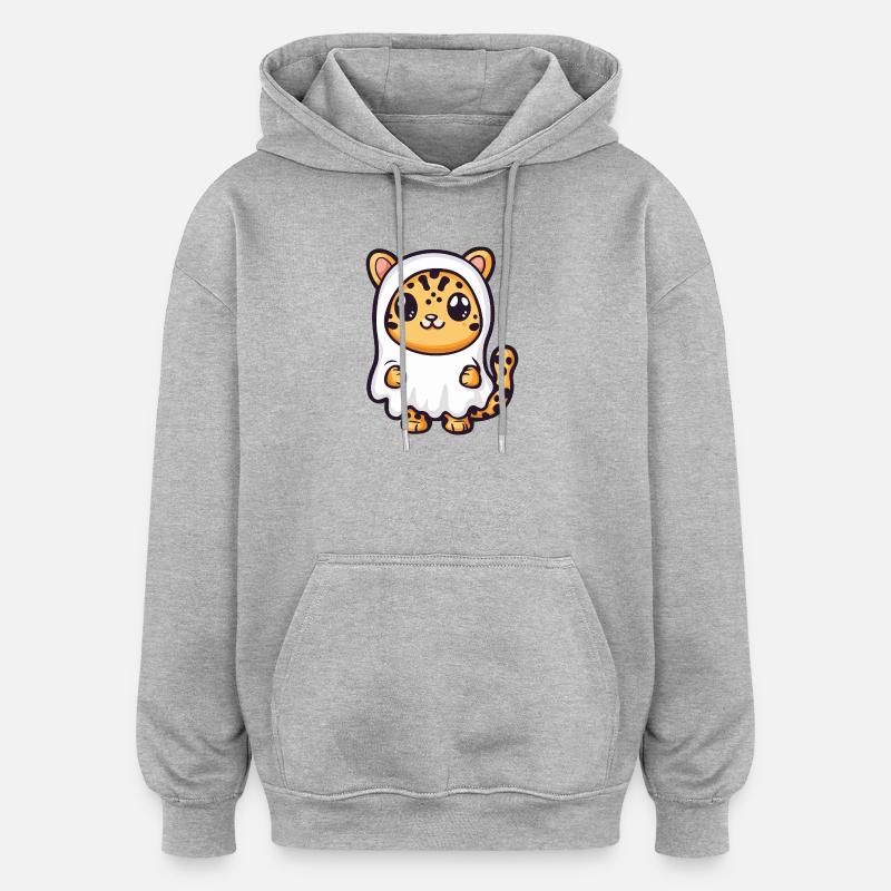 Leopard Halloween Geist - Oversized Unisex Hoodie - Grau meliert