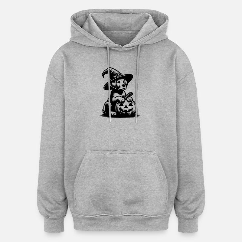 Chien d’Halloween - Sweat à capuche oversize unisexe - gris chiné