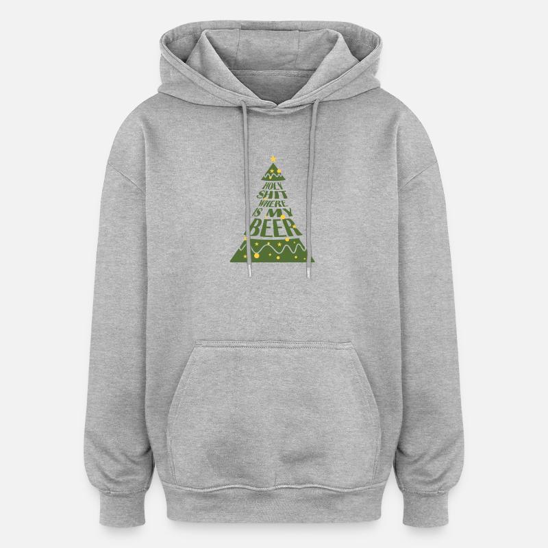 Weihnachtsbaum Spruch Bierquest - Oversized Unisex Hoodie - Grau meliert
