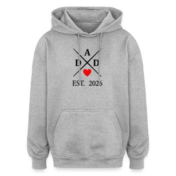 Dad Heart EST. 2026  - Oversized Unisex Hoodie - Grau meliert - Vorne - Noah (186cm)