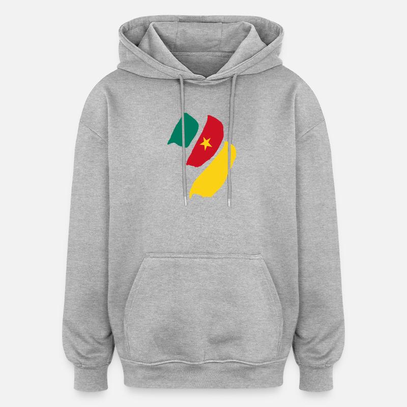 Drapeau du Cameroun - Sweat à capuche oversize unisexe - gris chiné